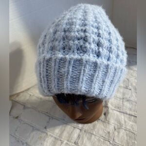 LOOK WOOL BLEND MADE IN INDIA BABY BLUE KNIT WOMEN’S BEANIE O/S WINTER WARM